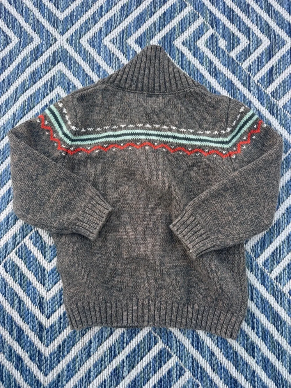 GAP Brown Knit Sweater With Multicolor Fair Isle Detail